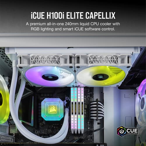Corsair iCUE H100i Elite Capellix CPU Liquid Cooler (White)